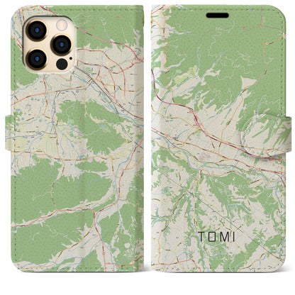 【東御（長野県）】地図柄iPhoneケース（手帳タイプ）ナチュラル・iPhone 12 Pro Max 用
