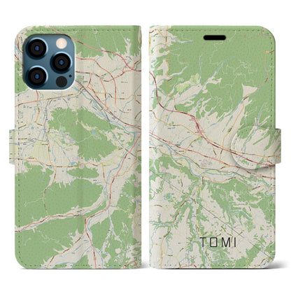 【東御（長野県）】地図柄iPhoneケース（手帳タイプ）ナチュラル・iPhone 12 / 12 Pro 用