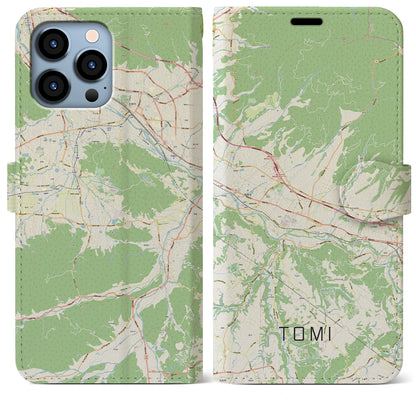 【東御（長野県）】地図柄iPhoneケース（手帳タイプ）ナチュラル・iPhone 13 Pro Max 用