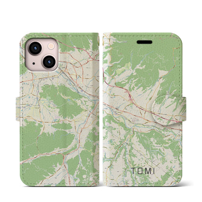 【東御（長野県）】地図柄iPhoneケース（手帳タイプ）ナチュラル・iPhone 13 mini 用