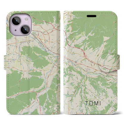 【東御（長野県）】地図柄iPhoneケース（手帳タイプ）ナチュラル・iPhone 14 用
