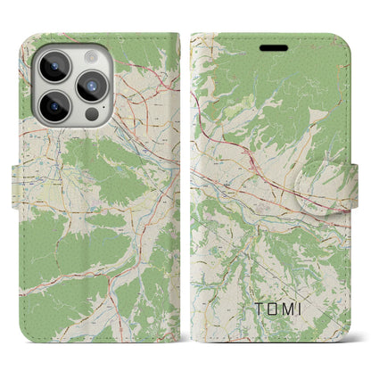 【東御（長野県）】地図柄iPhoneケース（手帳タイプ）ナチュラル・iPhone 15 Pro 用