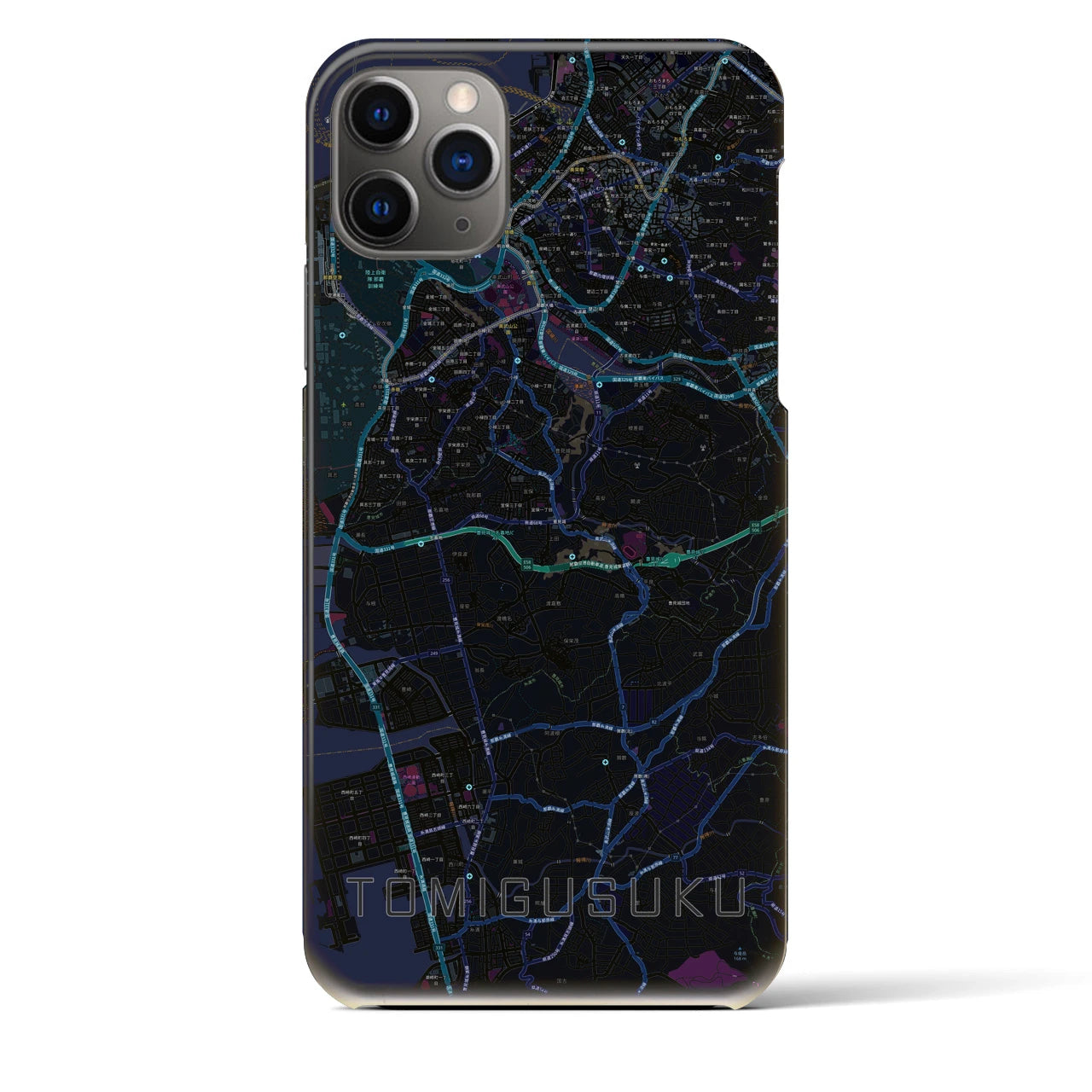 【豊見城】地図柄iPhoneケース（バックカバータイプ・ブラック）iPhone 11 Pro Max 用