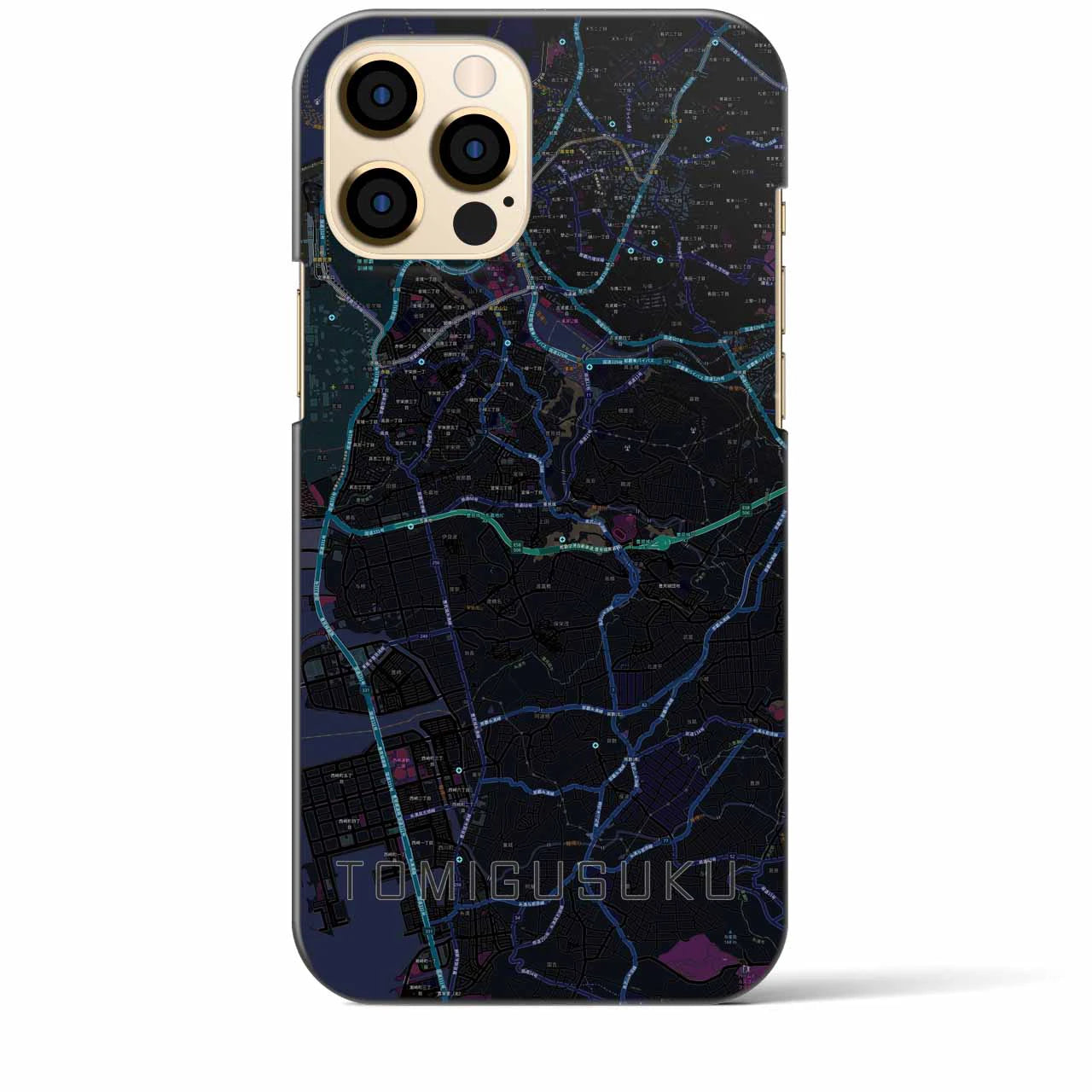 【豊見城】地図柄iPhoneケース（バックカバータイプ・ブラック）iPhone 12 Pro Max 用