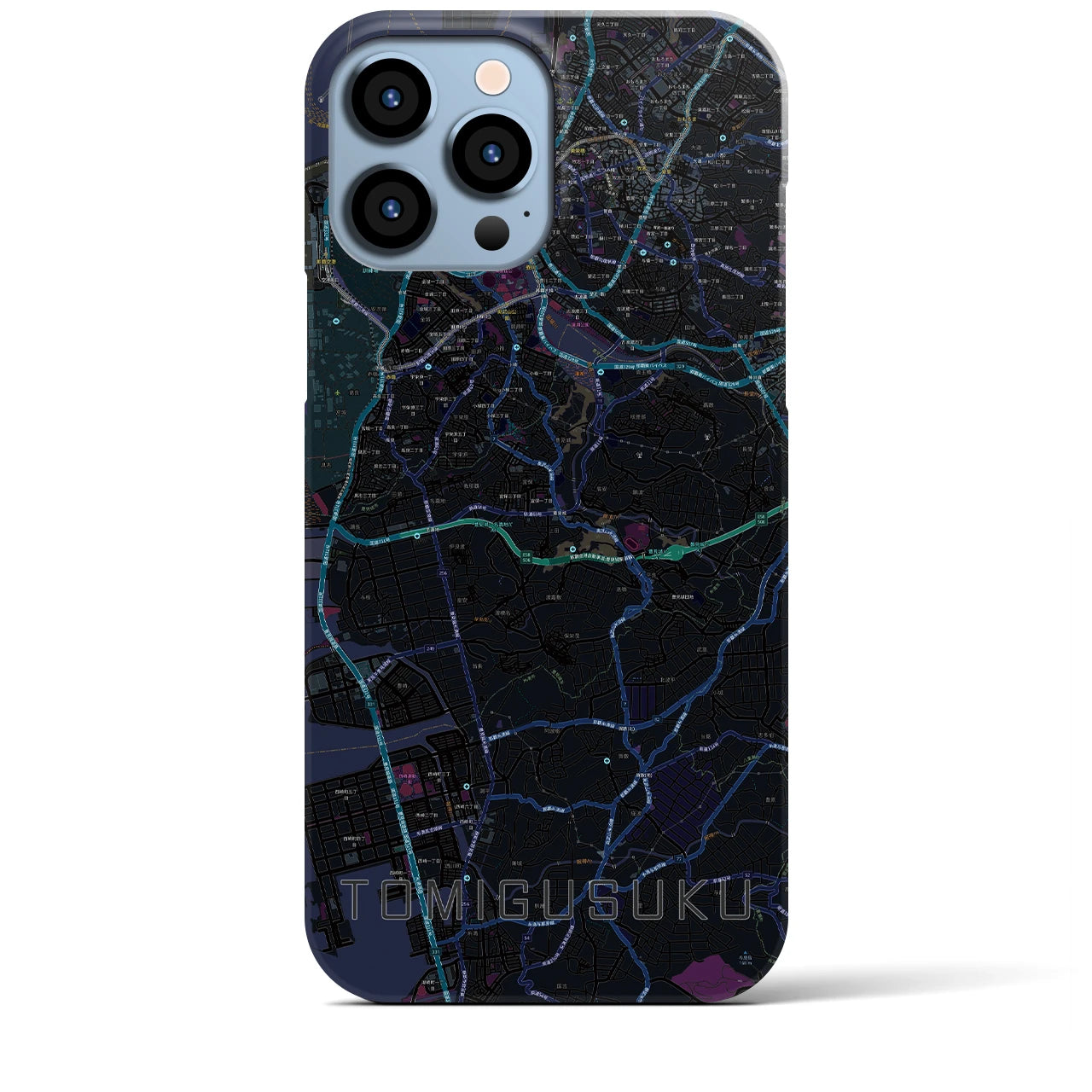 【豊見城】地図柄iPhoneケース（バックカバータイプ・ブラック）iPhone 13 Pro Max 用