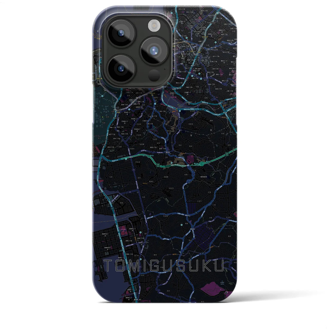 【豊見城】地図柄iPhoneケース（バックカバータイプ・ブラック）iPhone 15 Pro Max 用