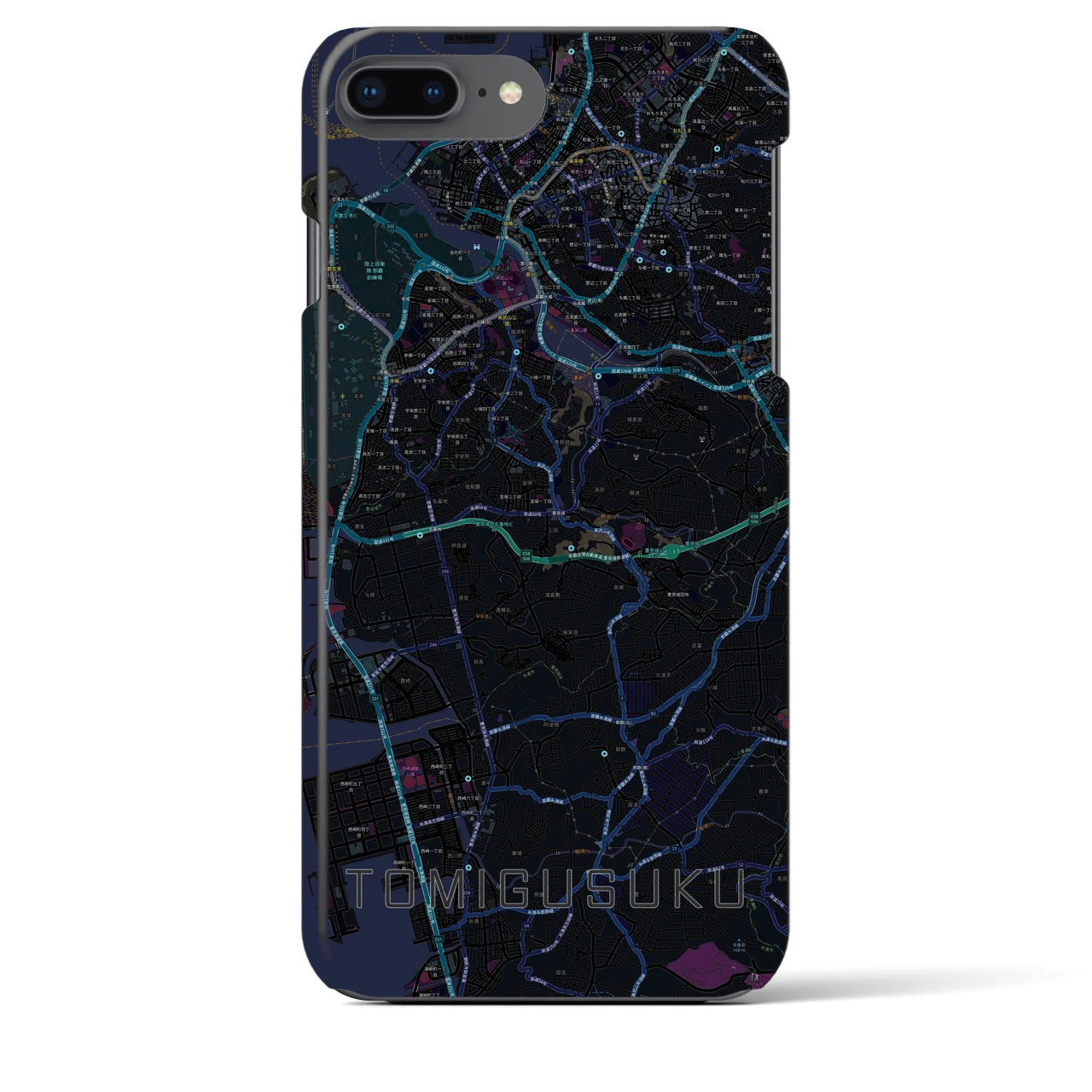 【豊見城】地図柄iPhoneケース（バックカバータイプ・ブラック）iPhone 8Plus /7Plus / 6sPlus / 6Plus 用