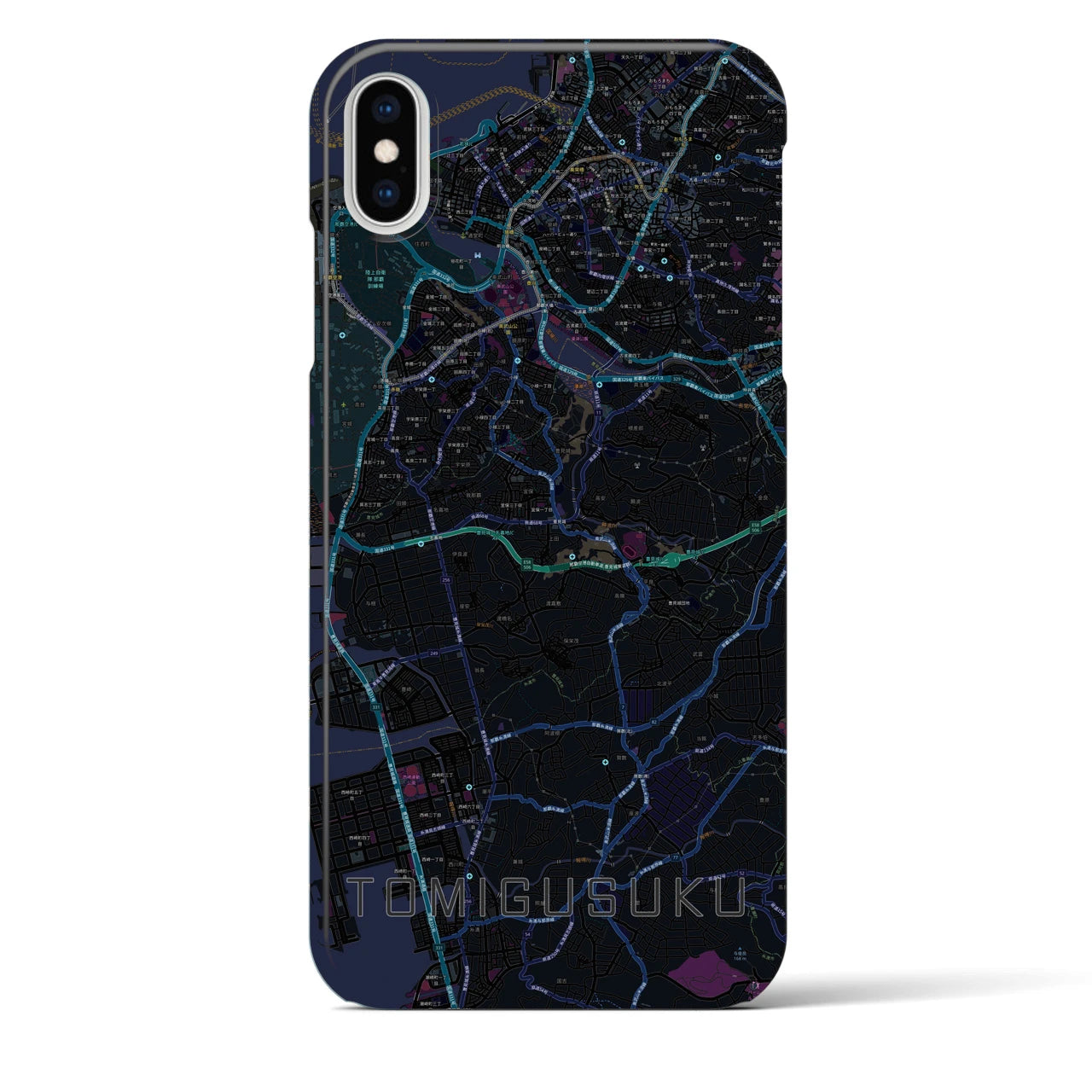 【豊見城】地図柄iPhoneケース（バックカバータイプ・ブラック）iPhone XS Max 用