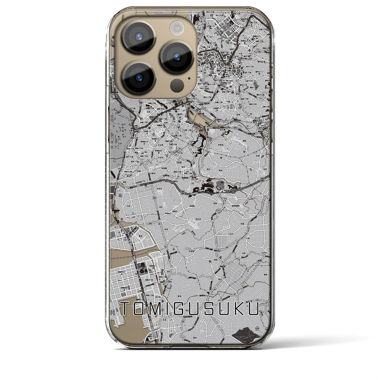 【豊見城】地図柄iPhoneケース（クリアタイプ・モノトーン）iPhone 14 Pro Max 用