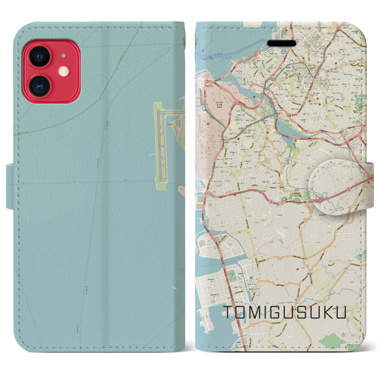 【豊見城】地図柄iPhoneケース（手帳両面タイプ・ナチュラル）iPhone 11 用