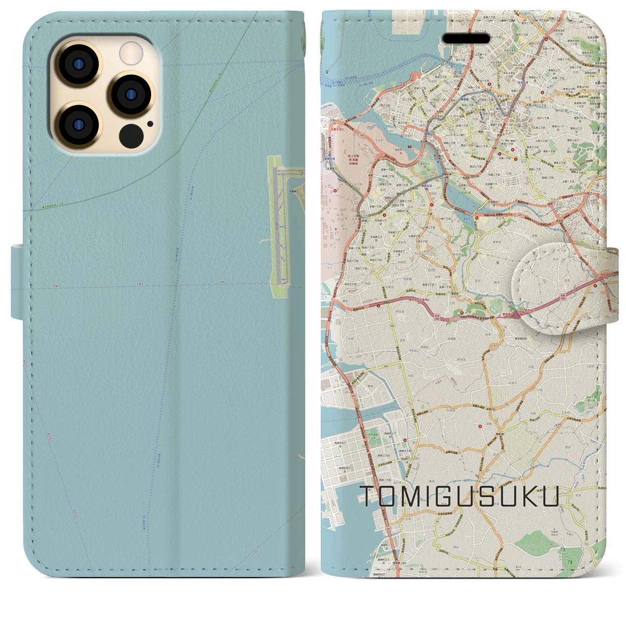 【豊見城】地図柄iPhoneケース（手帳両面タイプ・ナチュラル）iPhone 12 Pro Max 用