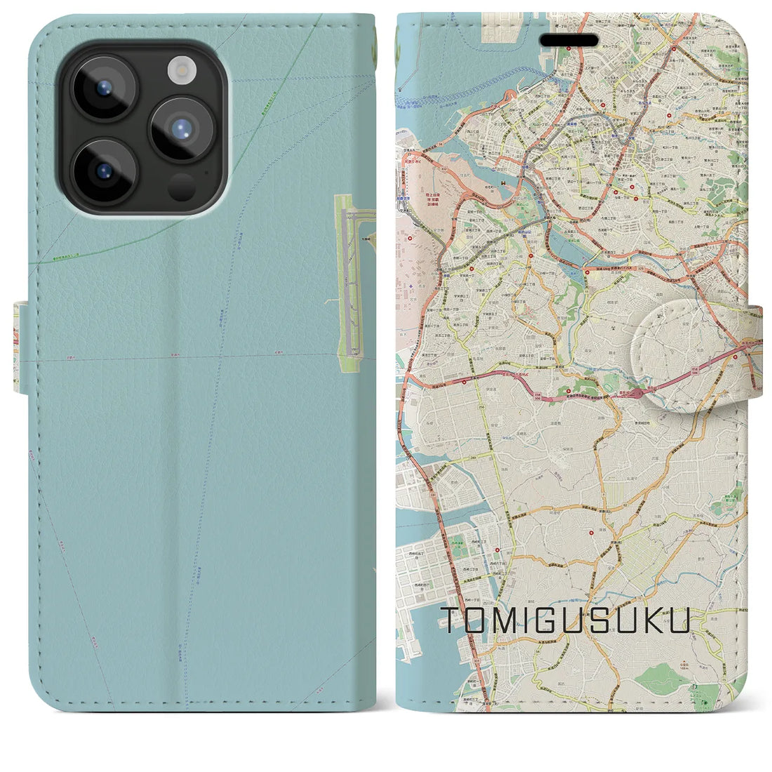 【豊見城】地図柄iPhoneケース（手帳両面タイプ・ナチュラル）iPhone 15 Pro Max 用