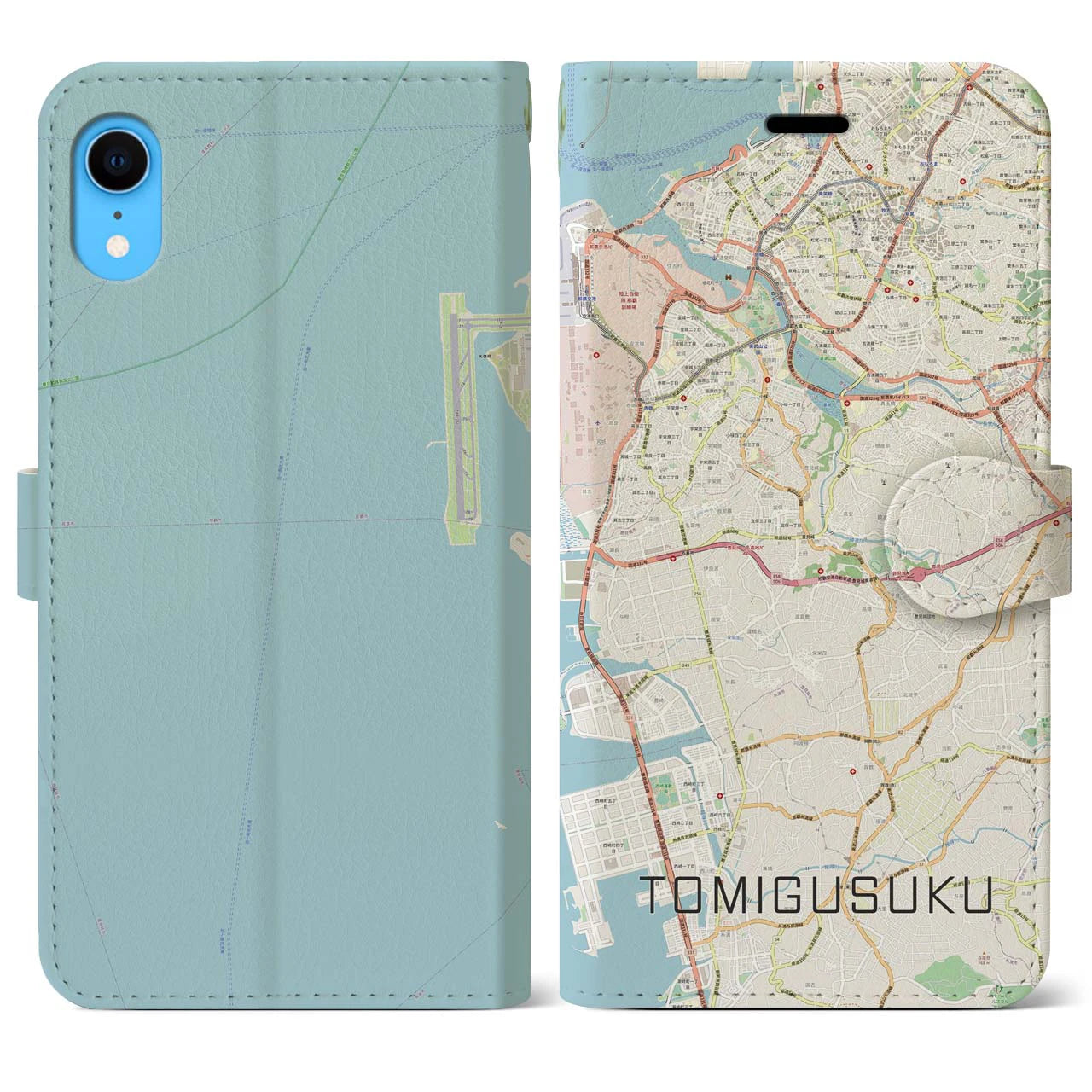 【豊見城】地図柄iPhoneケース（手帳両面タイプ・ナチュラル）iPhone XR 用
