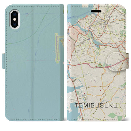 【豊見城（沖縄県）】地図柄iPhoneケース（手帳タイプ）ナチュラル・iPhone XS Max 用