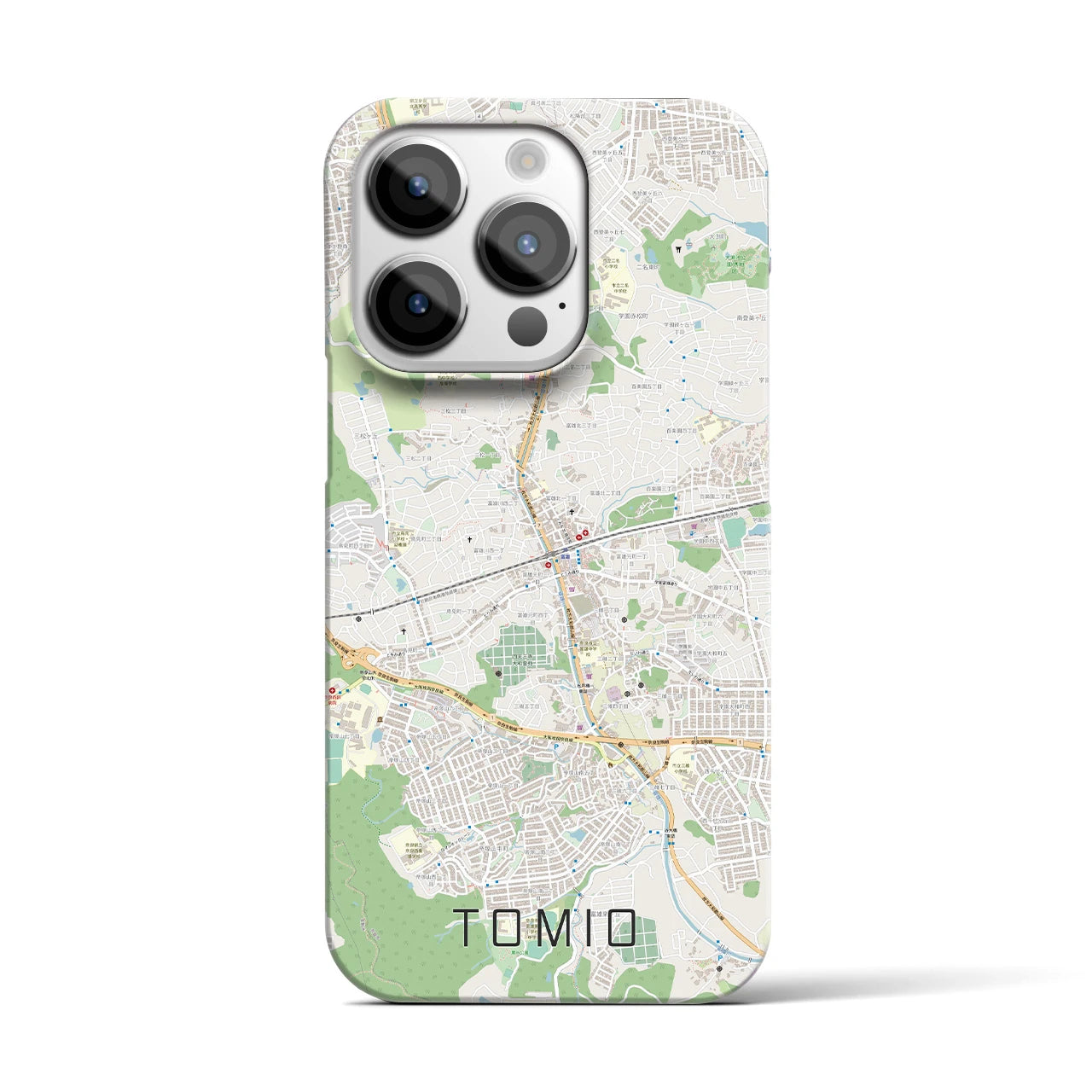 【富雄】地図柄iPhoneケース（バックカバータイプ・ナチュラル）iPhone 14 Pro 用