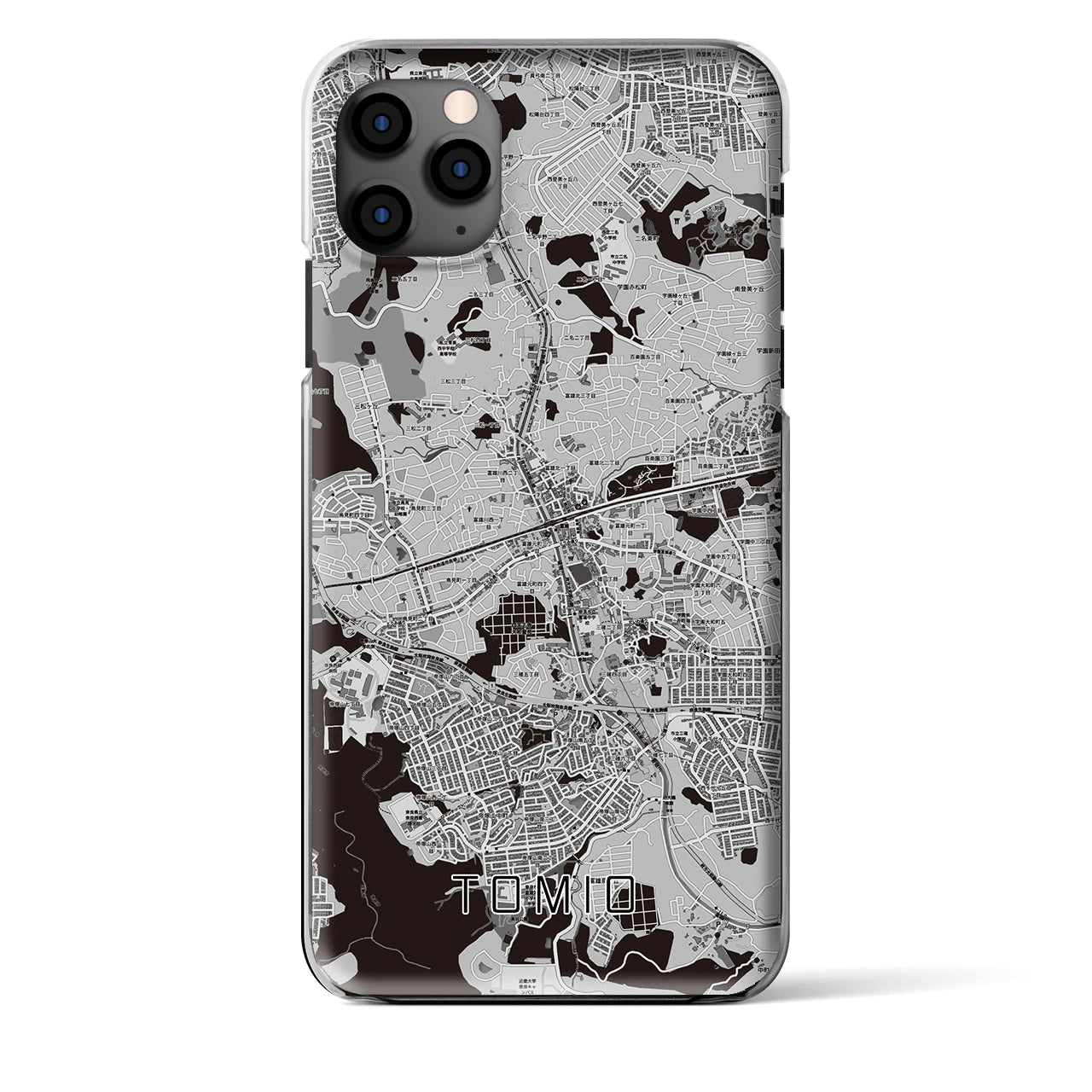 【富雄】地図柄iPhoneケース（クリアタイプ・モノトーン）iPhone 11 Pro Max 用