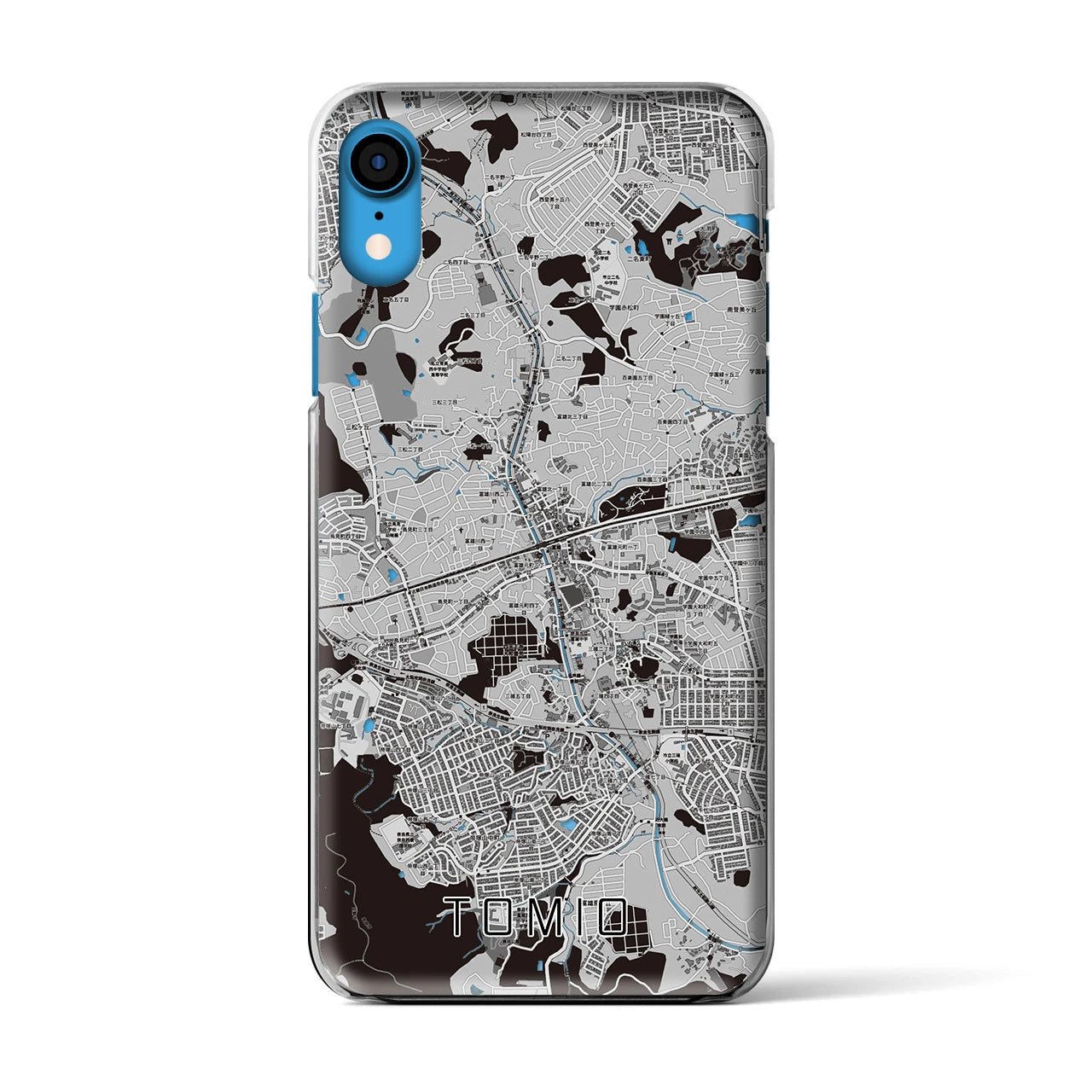 【富雄】地図柄iPhoneケース（クリアタイプ・モノトーン）iPhone XR 用