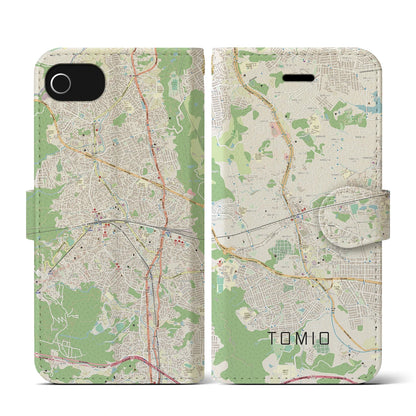 【富雄（奈良県）】地図柄iPhoneケース（手帳タイプ）ナチュラル・iPhone SE（第3 / 第2世代） / 8 / 7 / 6s / 6 用