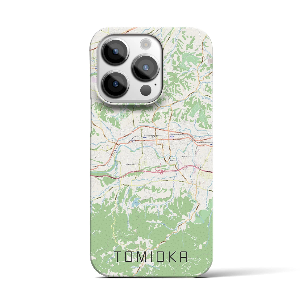 【富岡】地図柄iPhoneケース（バックカバータイプ・ナチュラル）iPhone 14 Pro 用
