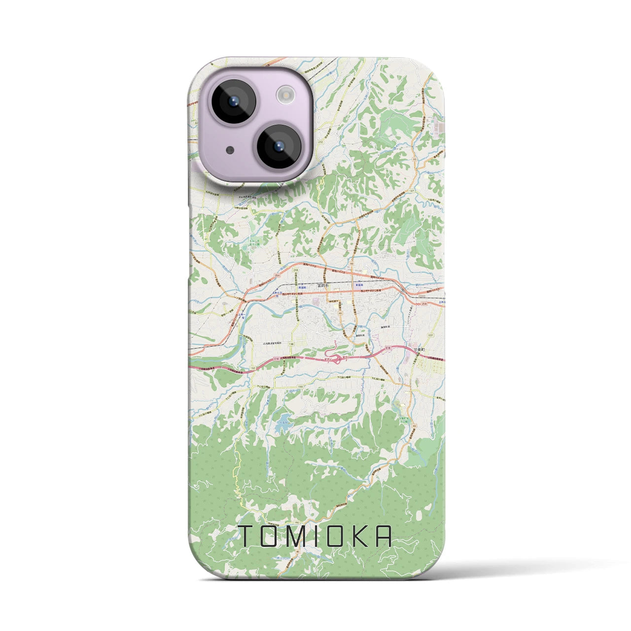 【富岡】地図柄iPhoneケース（バックカバータイプ・ナチュラル）iPhone 14 用