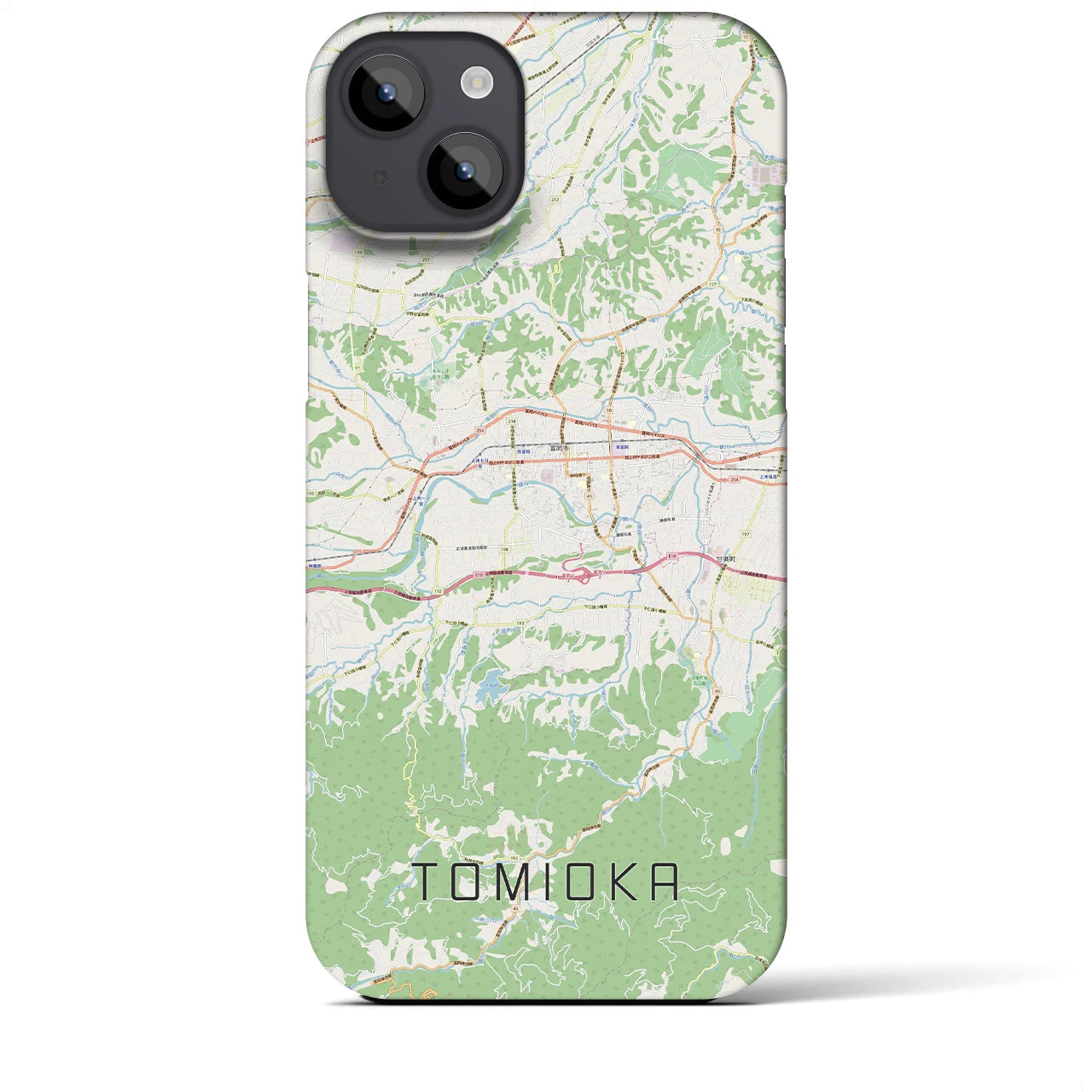 【富岡】地図柄iPhoneケース（バックカバータイプ・ナチュラル）iPhone 14 Plus 用