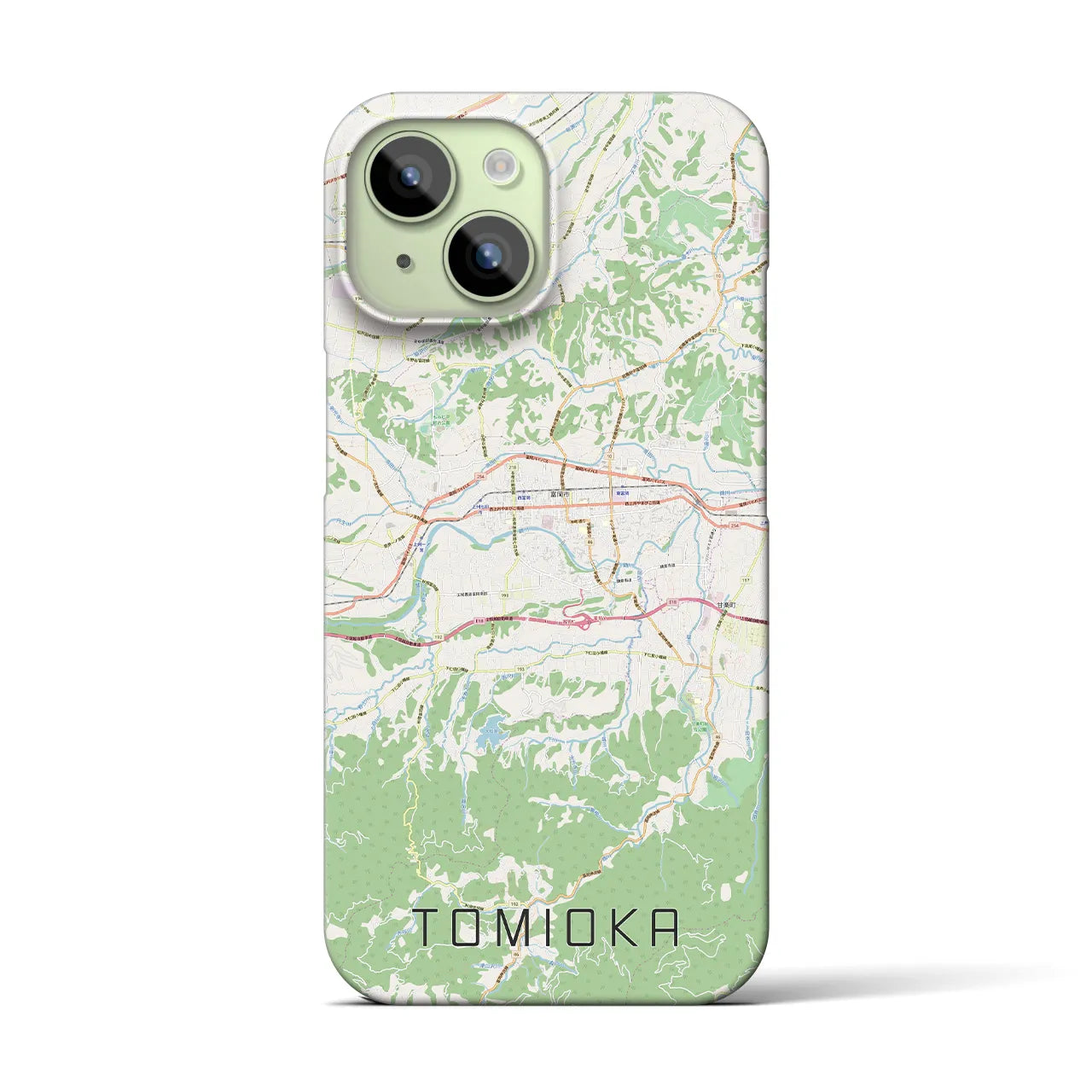 【富岡】地図柄iPhoneケース（バックカバータイプ・ナチュラル）iPhone 15 用