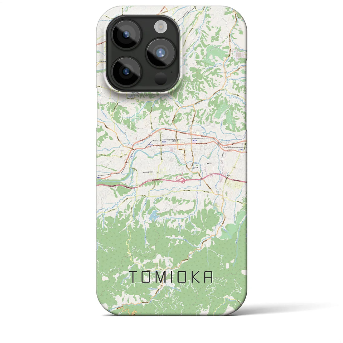 【富岡】地図柄iPhoneケース（バックカバータイプ・ナチュラル）iPhone 15 Pro Max 用