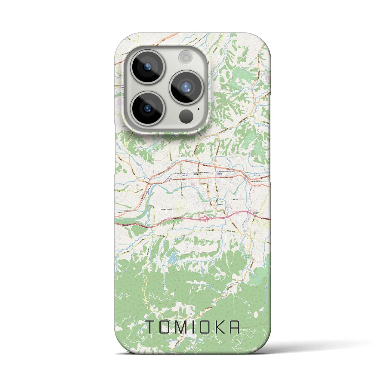 【富岡】地図柄iPhoneケース（バックカバータイプ・ナチュラル）iPhone 15 Pro 用