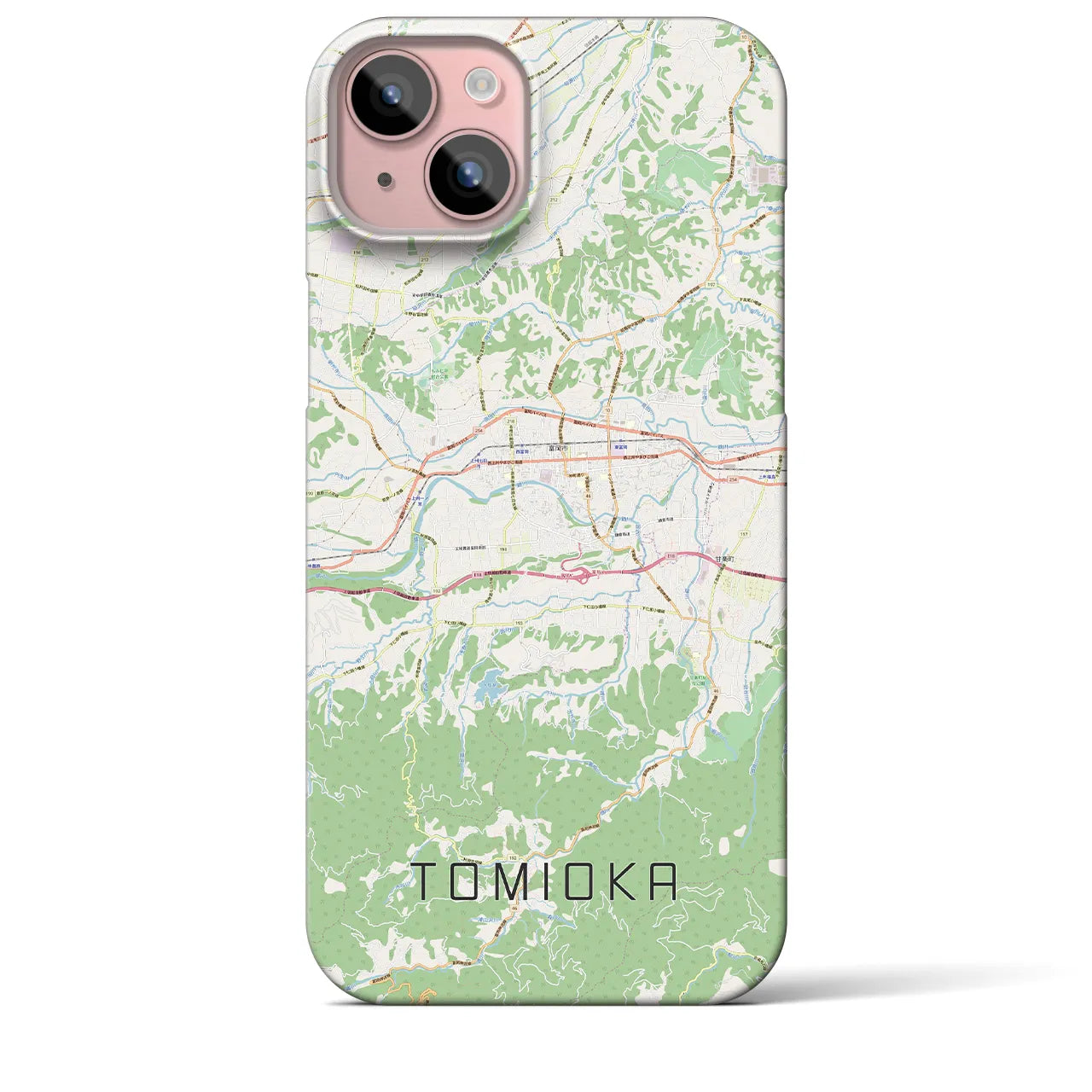 【富岡】地図柄iPhoneケース（バックカバータイプ・ナチュラル）iPhone 15 Plus 用