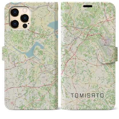 【富里（千葉県）】地図柄iPhoneケース（手帳タイプ）ナチュラル・iPhone 12 Pro Max 用