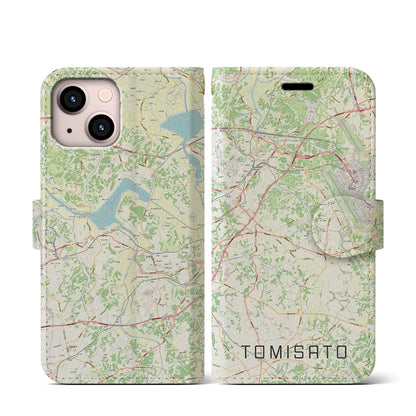 【富里（千葉県）】地図柄iPhoneケース（手帳タイプ）ナチュラル・iPhone 13 mini 用