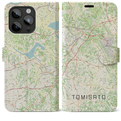 【富里（千葉県）】地図柄iPhoneケース（手帳タイプ）ナチュラル・iPhone 15 Pro Max 用