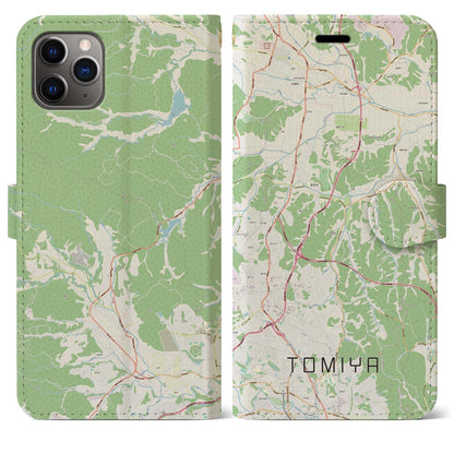 【富谷（宮城県）】地図柄iPhoneケース（手帳タイプ）ナチュラル・iPhone 11 Pro Max 用