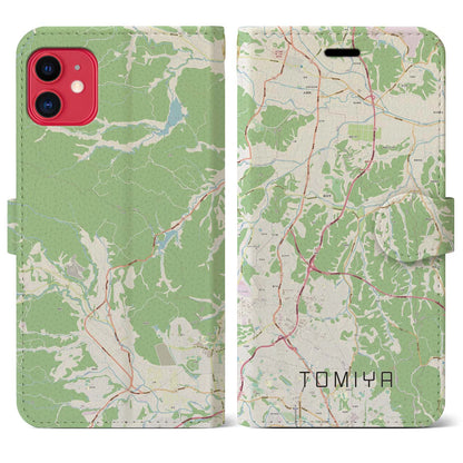 【富谷（宮城県）】地図柄iPhoneケース（手帳タイプ）ナチュラル・iPhone 11 用