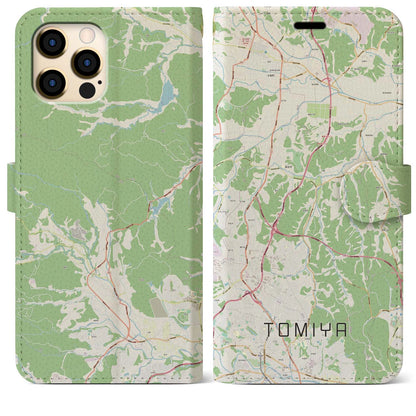 【富谷（宮城県）】地図柄iPhoneケース（手帳タイプ）ナチュラル・iPhone 12 Pro Max 用