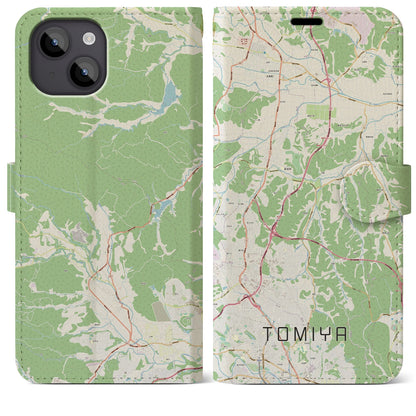 【富谷（宮城県）】地図柄iPhoneケース（手帳タイプ）ナチュラル・iPhone 14 Plus 用