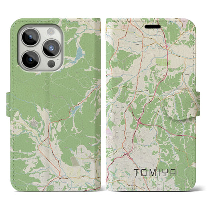 【富谷（宮城県）】地図柄iPhoneケース（手帳タイプ）ナチュラル・iPhone 15 Pro 用