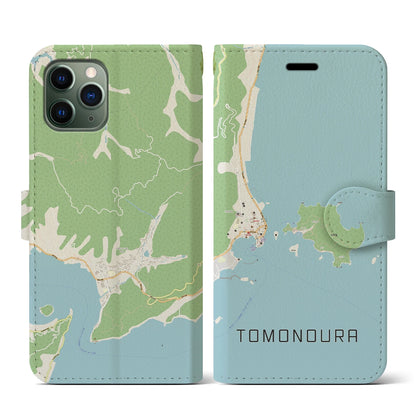 【鞆の浦（広島県）】地図柄iPhoneケース（手帳タイプ）ナチュラル・iPhone 11 Pro 用