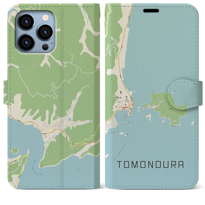 【鞆の浦（広島県）】地図柄iPhoneケース（手帳タイプ）ナチュラル・iPhone 13 Pro Max 用