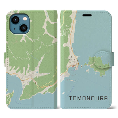【鞆の浦（広島県）】地図柄iPhoneケース（手帳タイプ）ナチュラル・iPhone 13 用