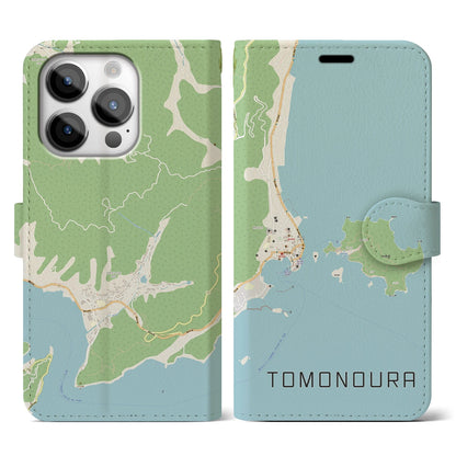 【鞆の浦（広島県）】地図柄iPhoneケース（手帳タイプ）ナチュラル・iPhone 14 Pro 用