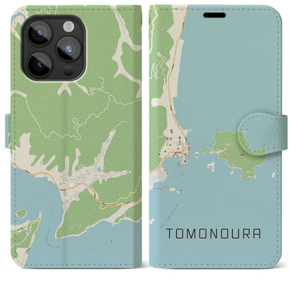 【鞆の浦（広島県）】地図柄iPhoneケース（手帳タイプ）ナチュラル・iPhone 15 Pro Max 用