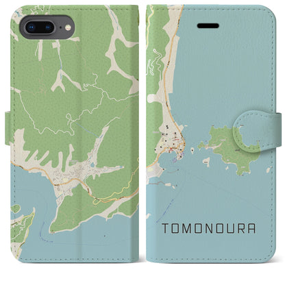 【鞆の浦（広島県）】地図柄iPhoneケース（手帳タイプ）ナチュラル・iPhone 8Plus /7Plus / 6sPlus / 6Plus 用