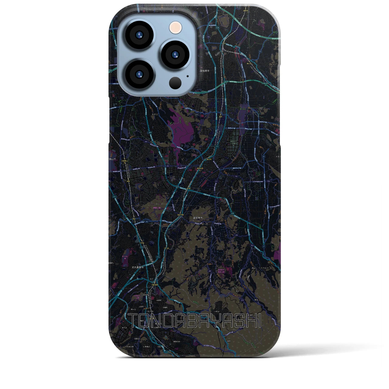 【富田林】地図柄iPhoneケース（バックカバータイプ・ブラック）iPhone 13 Pro Max 用