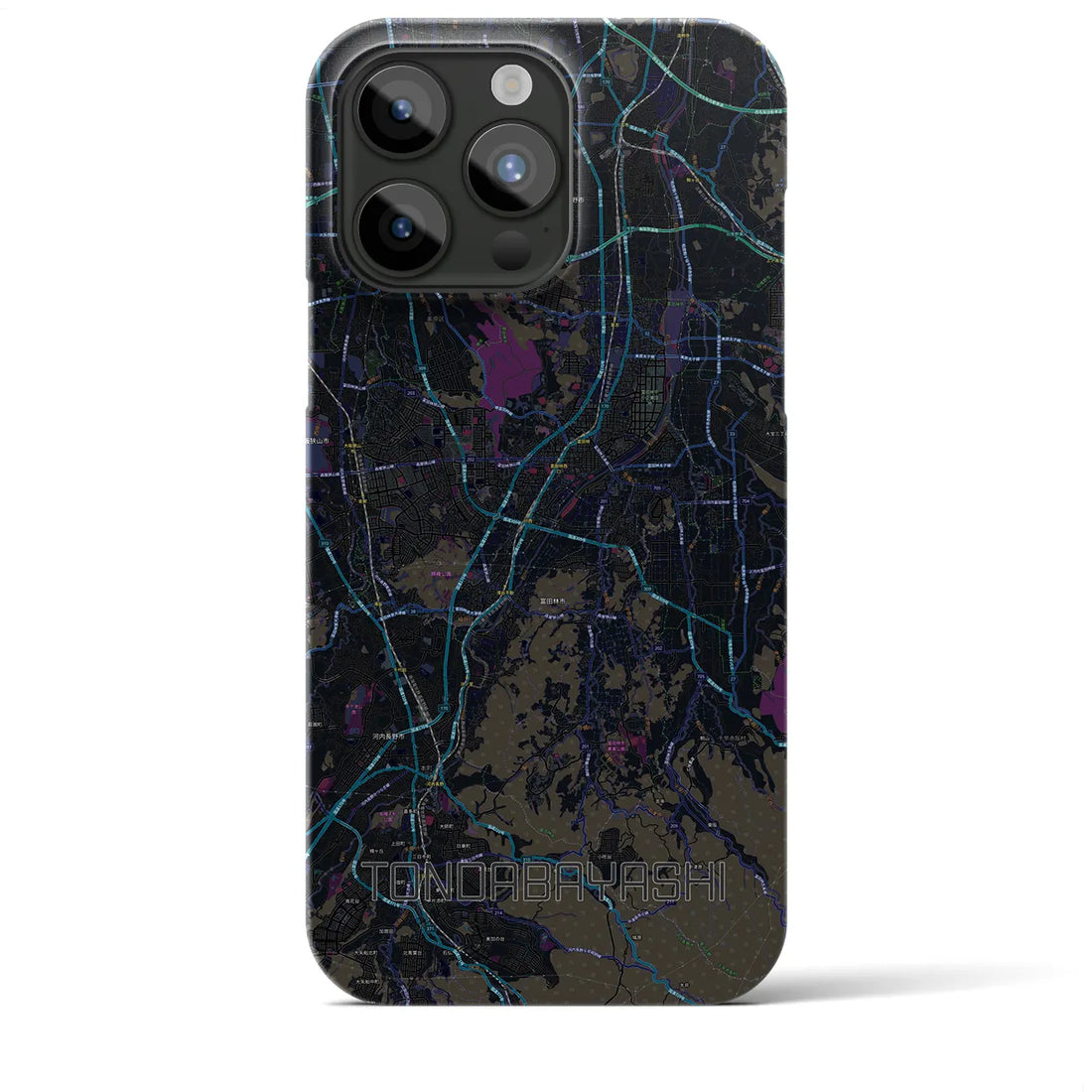 【富田林】地図柄iPhoneケース（バックカバータイプ・ブラック）iPhone 15 Pro Max 用