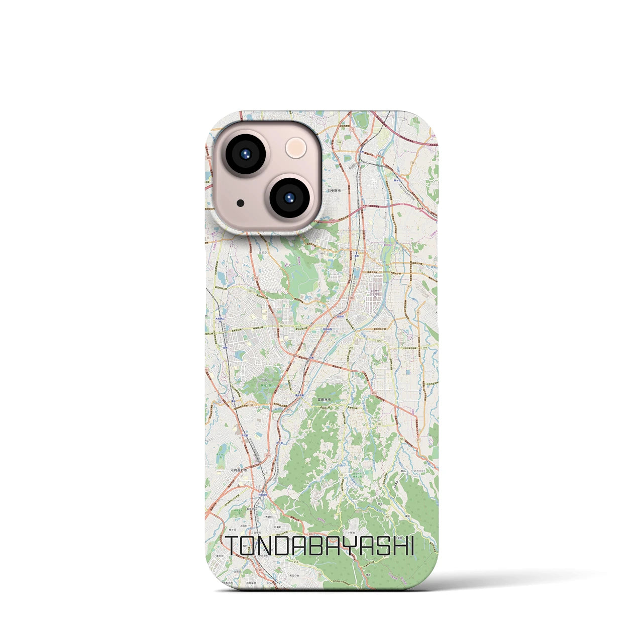 【富田林】地図柄iPhoneケース（バックカバータイプ・ナチュラル）iPhone 13 mini 用