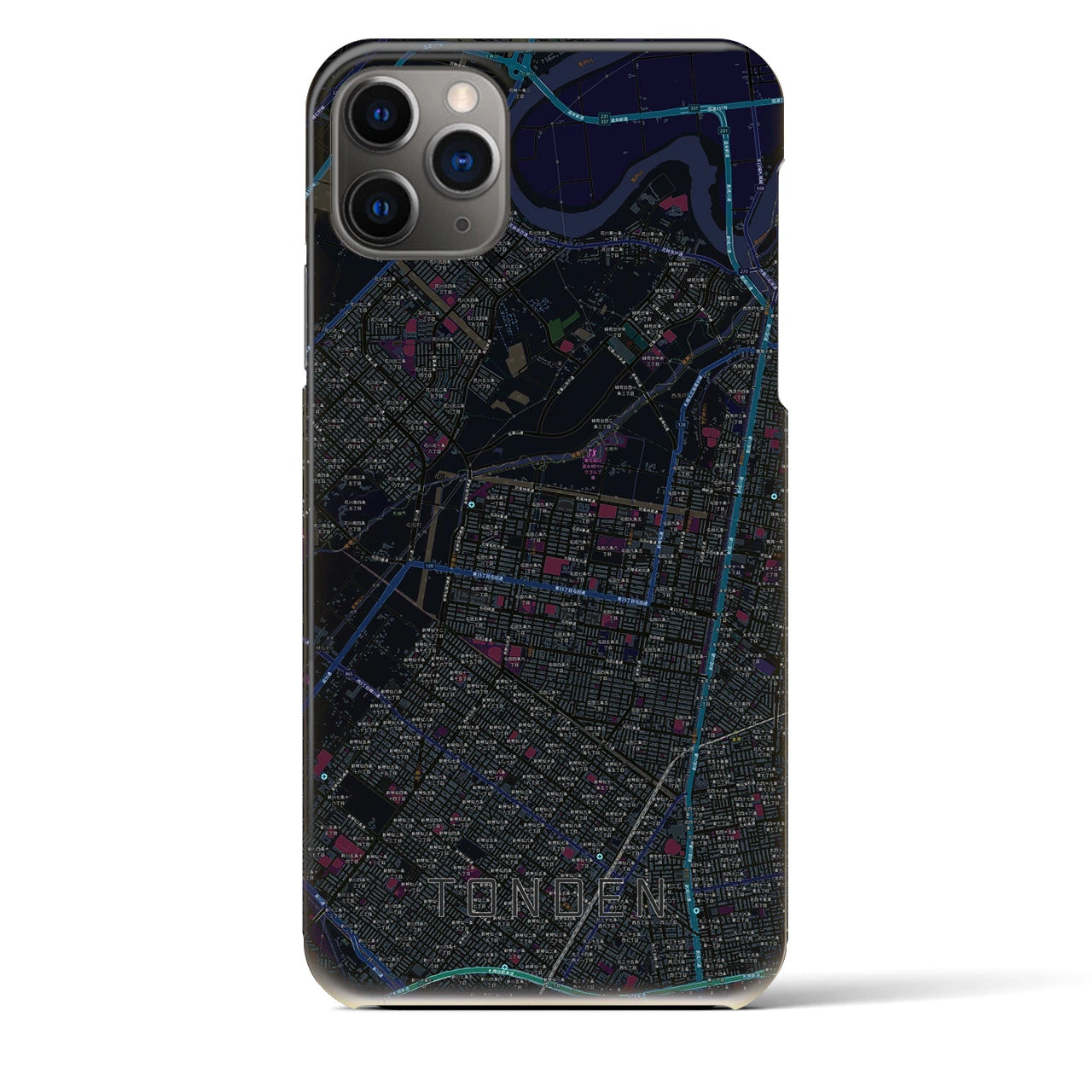 【屯田】地図柄iPhoneケース（バックカバータイプ・ブラック）iPhone 11 Pro Max 用
