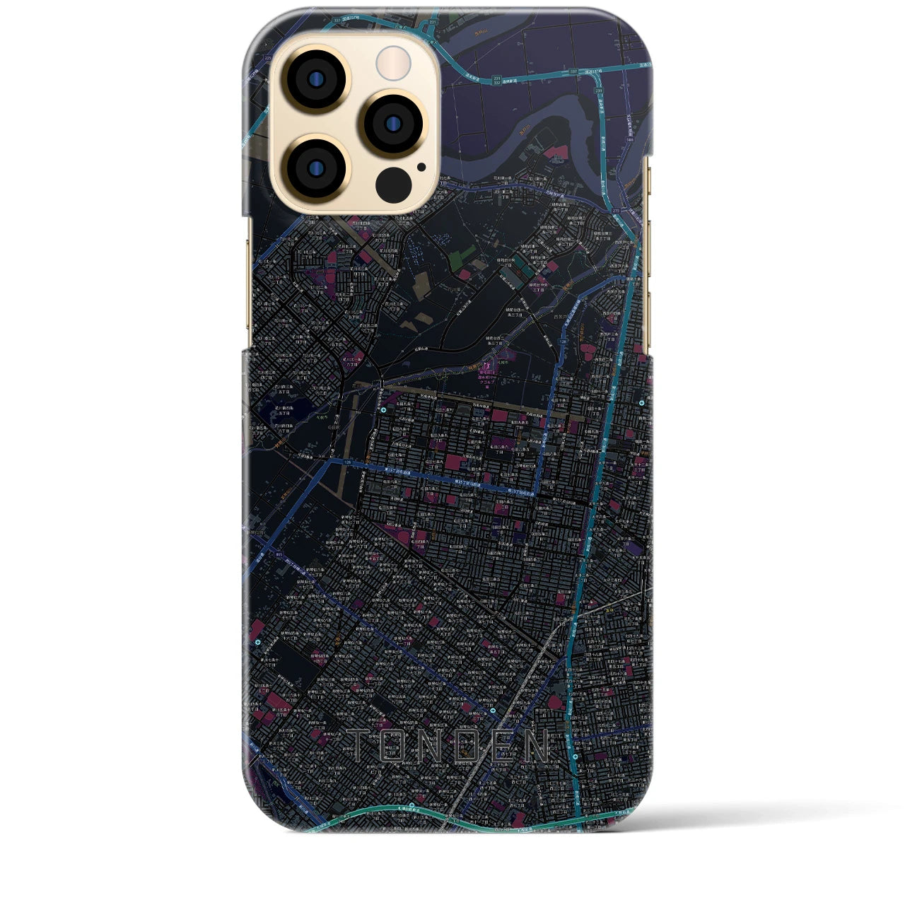 【屯田】地図柄iPhoneケース（バックカバータイプ・ブラック）iPhone 12 Pro Max 用