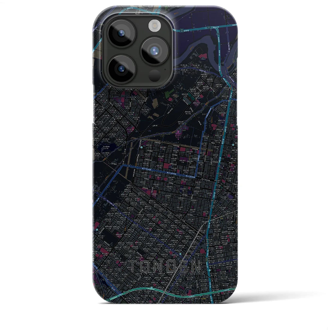 【屯田】地図柄iPhoneケース（バックカバータイプ・ブラック）iPhone 15 Pro Max 用