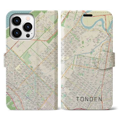 【屯田（北海道）】地図柄iPhoneケース（手帳タイプ）ナチュラル・iPhone 13 Pro 用